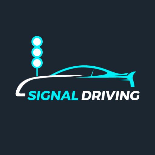 Dynamic Blue and White Car Design Representing Signal Driving Logo Template