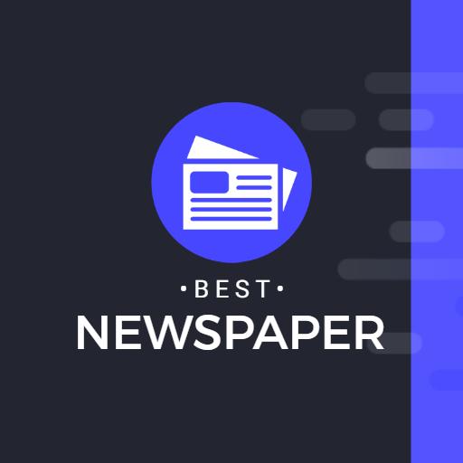 Dynamic Blue and White Design Highlighting Newspaper Services Logo Template