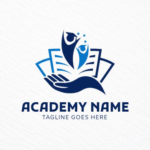 Dynamic Blue and White Design Representing Knowledge Academy Logo Template