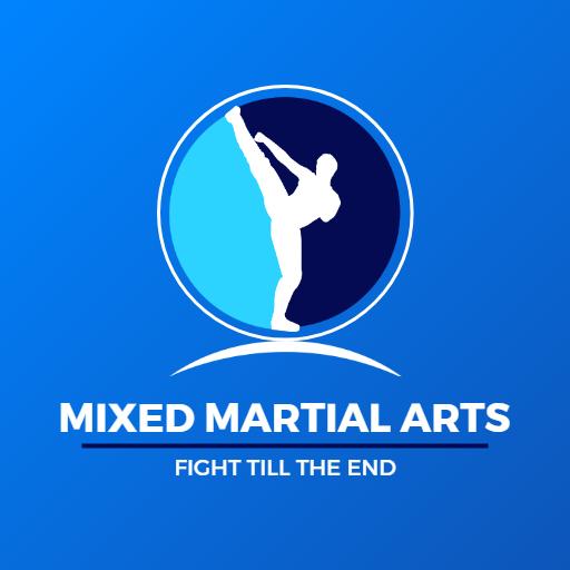 Dynamic Blue and White Design Representing Mixed Martial Arts Logo Template