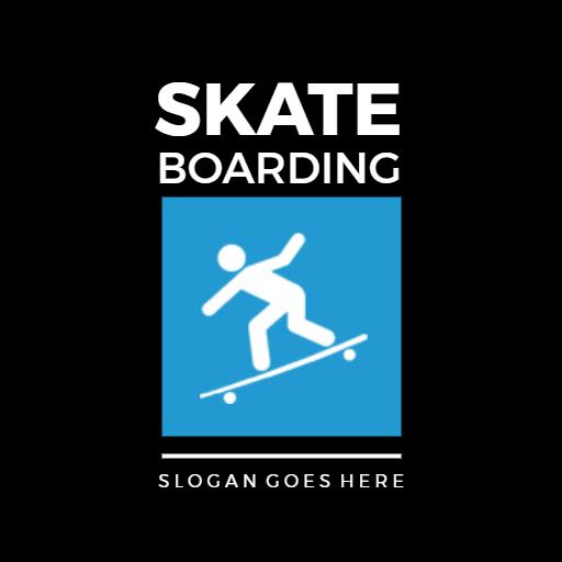Dynamic Blue and White Skateboarding Action Design Logo Template