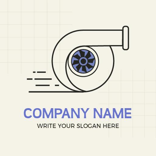 Dynamic Blue and White Turbocharger Design Representing Speed Logo Template