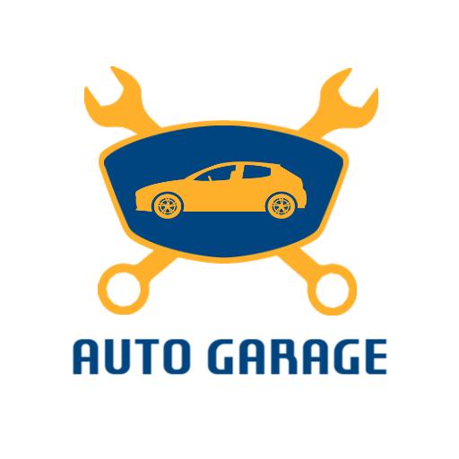 Dynamic Blue and Yellow Auto Garage Design Featuring Tools Logo Template