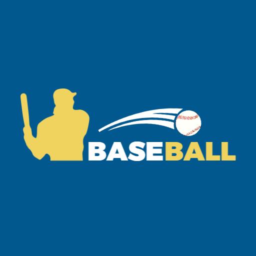 Dynamic Blue and Yellow Baseball Action Sports Logo Template