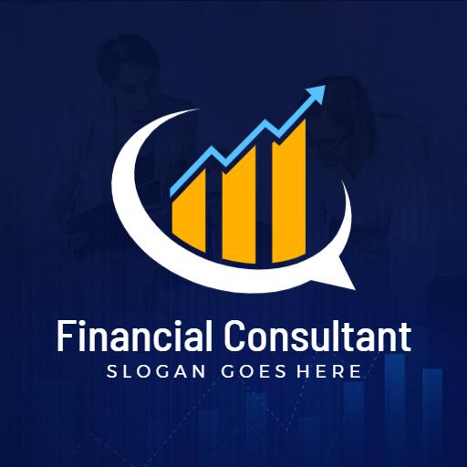Dynamic Blue and Yellow Financial Growth Consultant Logo Template