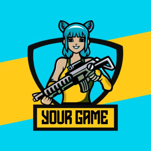 Dynamic Blue and Yellow Gaming Character for Esports Logo Template