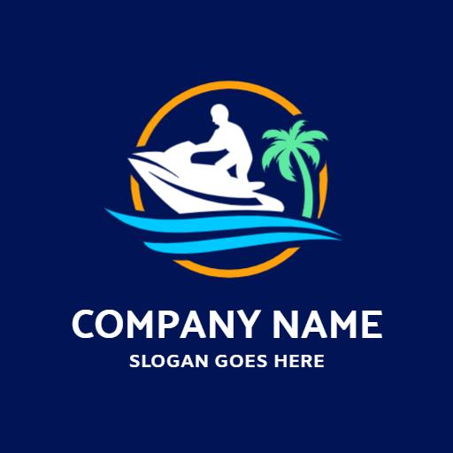 Dynamic Blue and Yellow Jet Ski Adventure Experience Logo Template