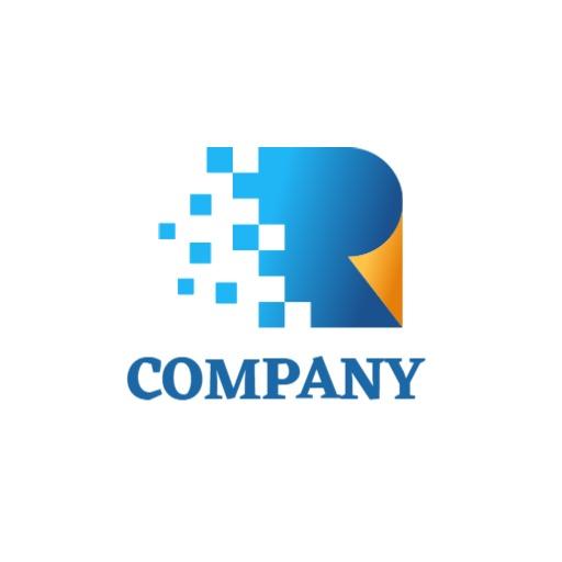 Dynamic Blue and Yellow Pixel Design Representing Company Logo Template