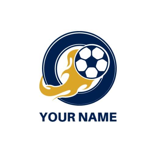 Dynamic Blue and Yellow Soccer Logo with Flames Effect Logo Template