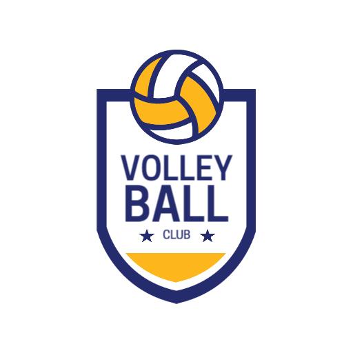 Dynamic Blue and Yellow Volleyball Club Emblem Logo Template