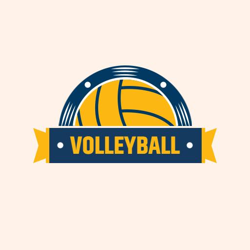 Dynamic Blue and Yellow Volleyball Logo Featuring a Ball Design Logo Template