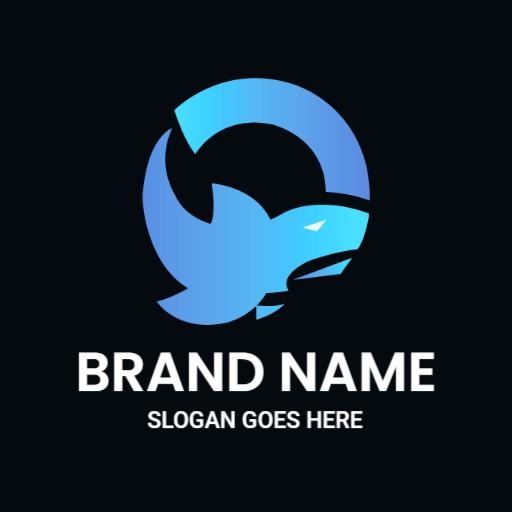 Dynamic Blue Animal Logo Illustrating Strong Aquatic Life Logo Template