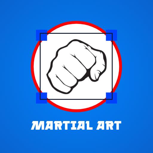 Dynamic Blue Background Emphasizing Martial Art Techniques Logo Template