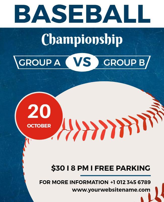 Dynamic Blue Baseball Championship Match Poster Template