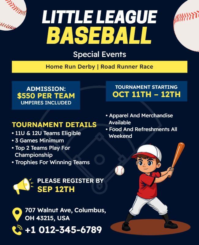 Dynamic Blue Baseball Competition and Events Flyer Template