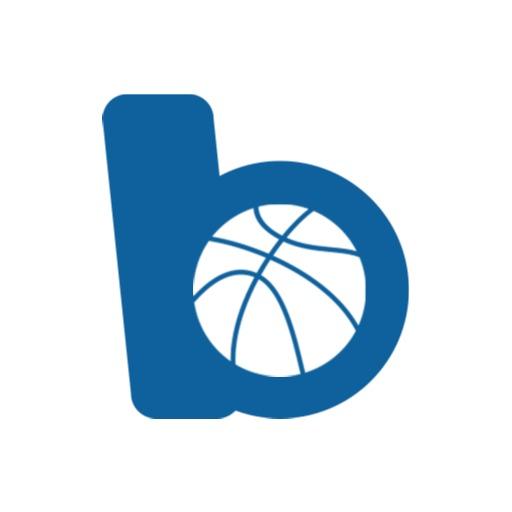 Dynamic Blue Basketball Logo Featuring Bold Lettering Logo Template