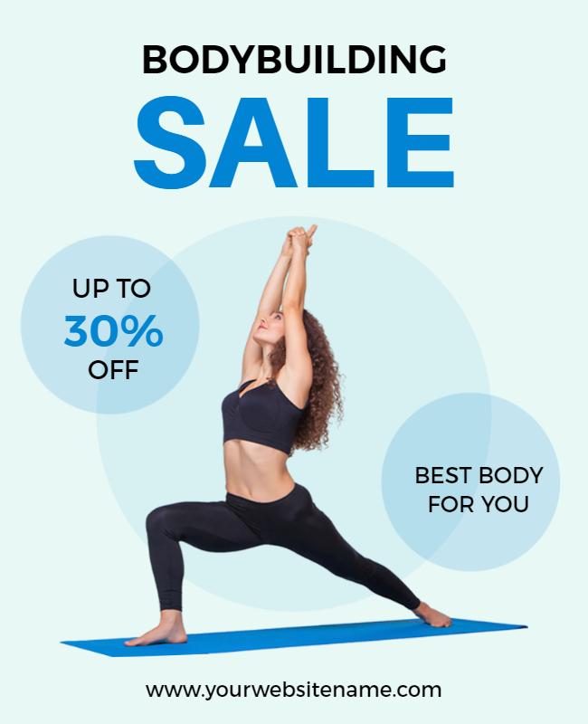 Dynamic Blue Bodybuilding Sale Fitness Promotion Poster Template