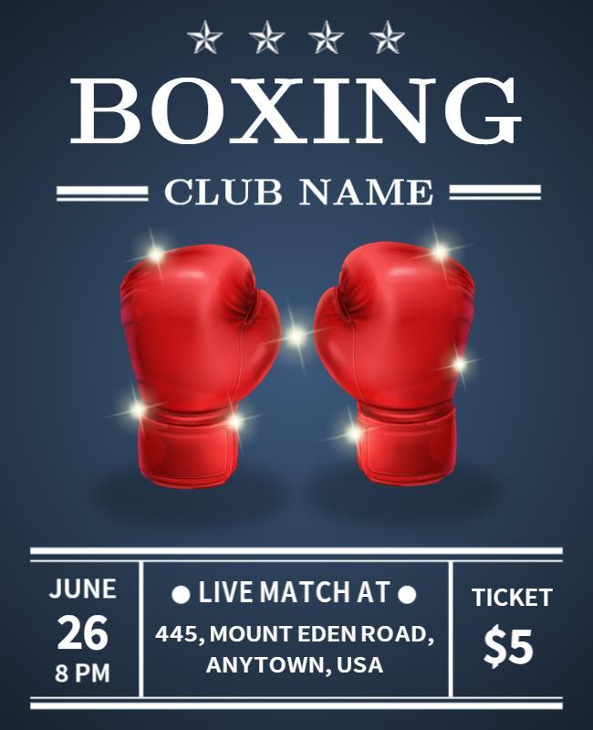 Dynamic Blue Boxing Event with Red Gloves Poster Template