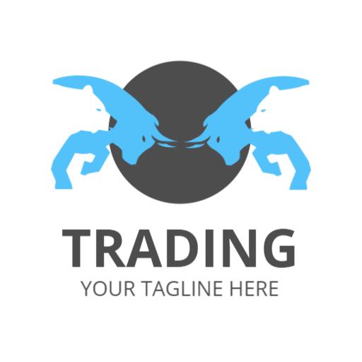 Dynamic Blue Bull and Bear Graphics for Trading Logo Template