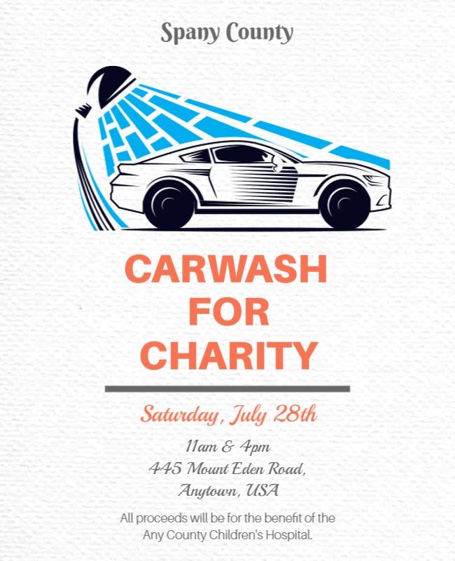 Dynamic Blue Car Wash Charity Fundraiser Poster Template
