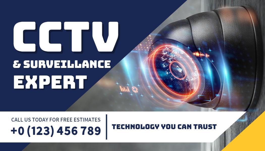 Dynamic Blue CCTV Surveillance Expert Visiting Card Template