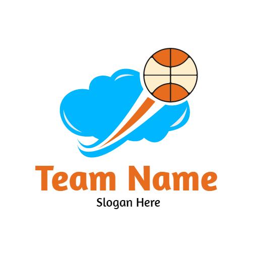 Dynamic Blue Cloud with Basketball Movement for Team Logo Template