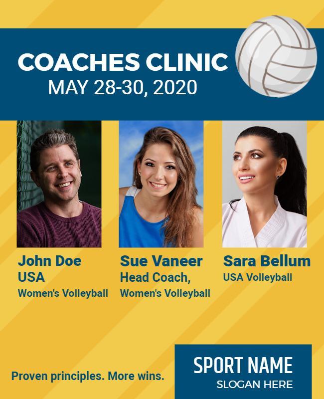 Dynamic Blue Coaches Clinic Volleyball Training Poster Template