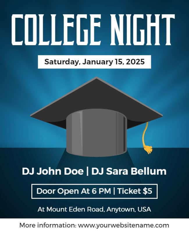 Dynamic Blue College Night Celebration Party Poster Template