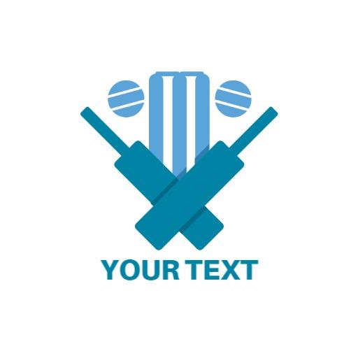 Dynamic Blue Cricket Equipment Emblem for Team Logo Template