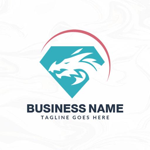 Dynamic Blue Dragon Design in a Diamond Shape Logo Template