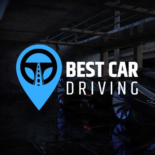Dynamic Blue Driving Theme Featuring Cars and Roads Logo Template
