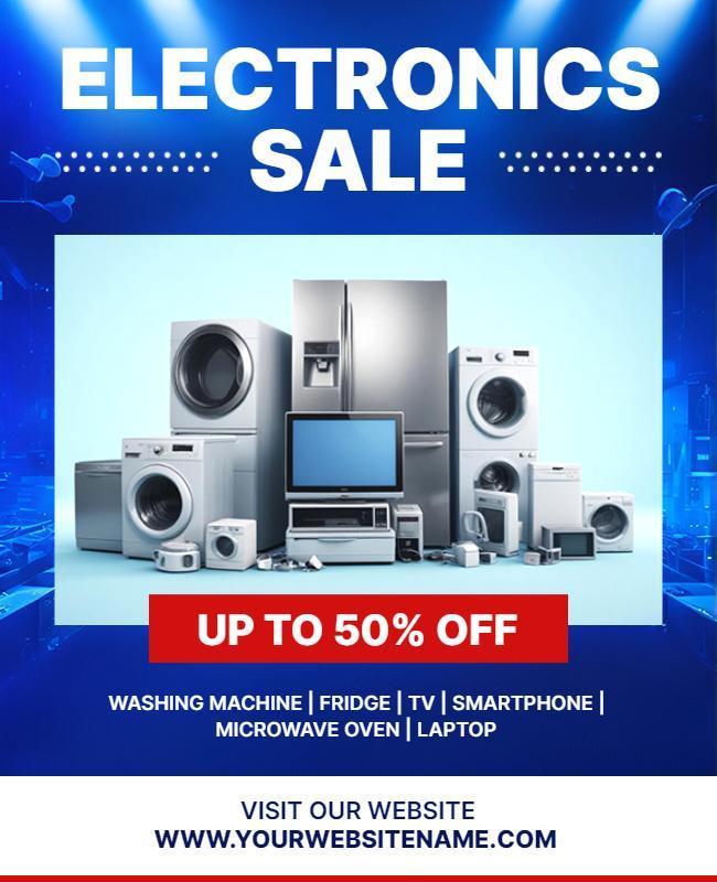 Dynamic Blue Electronics Sale Discount Poster Template