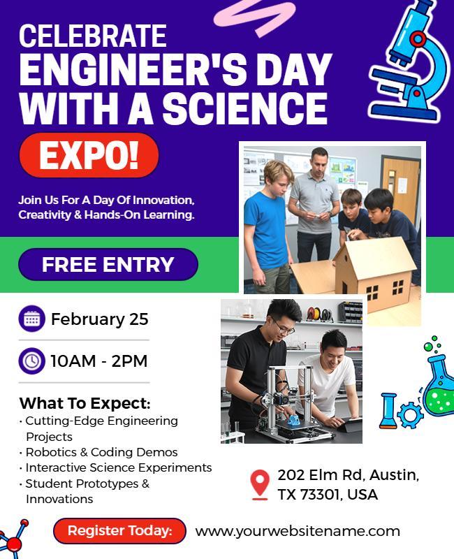 Dynamic Blue Engineering Innovation Expo Flyer Template