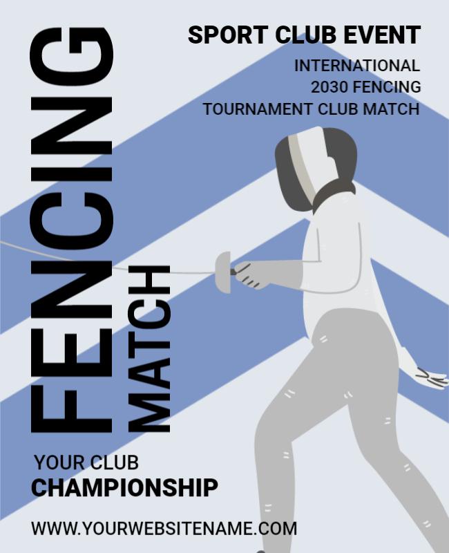 Dynamic Blue Fencing Match Club Championship Poster Template