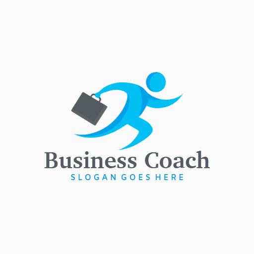 Dynamic Blue Figure Representing Business Coaching Logo Template