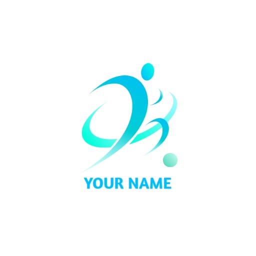 Dynamic Blue Figure Representing Football Action Logo Template