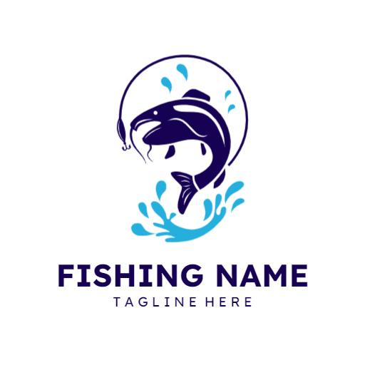 Dynamic Blue Fish Design Enhancing Your Fishing Experience Logo Template