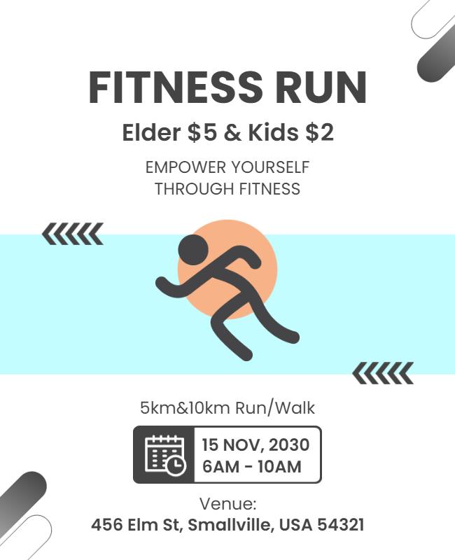 Dynamic Blue Fitness Run Empowerment Event Poster Template