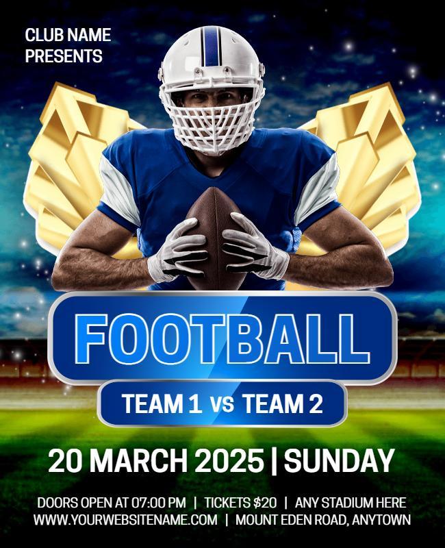 Dynamic Blue Football Championship Game Poster Template