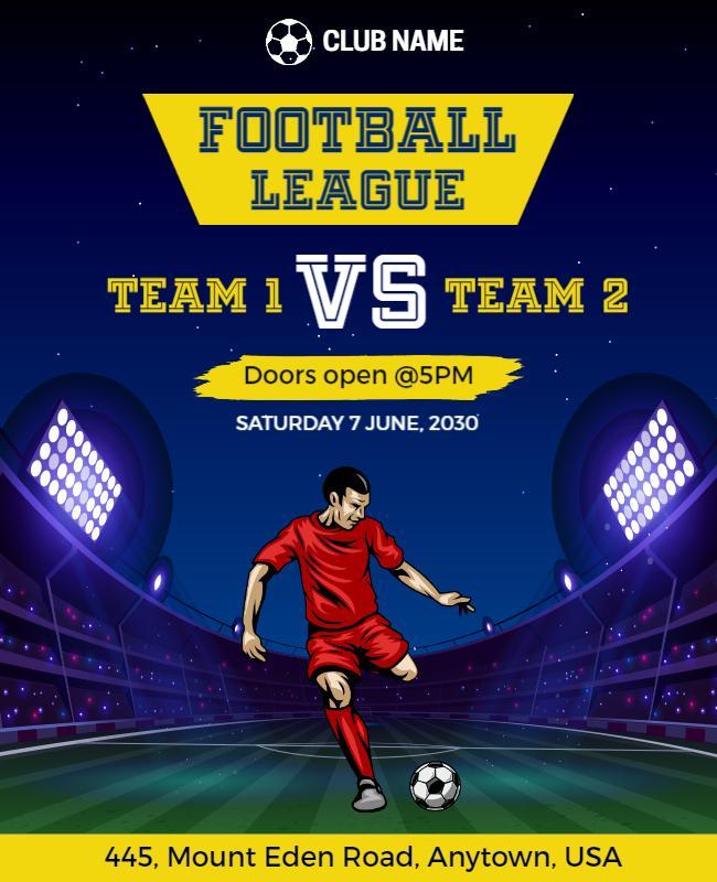Dynamic Blue Football League Match Event Poster Template