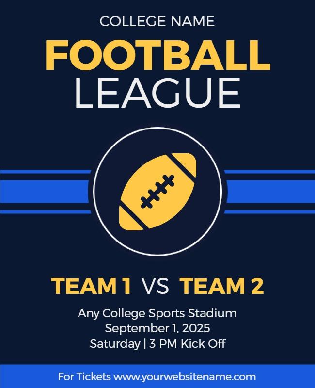 Dynamic Blue Football League Matchup Poster Template