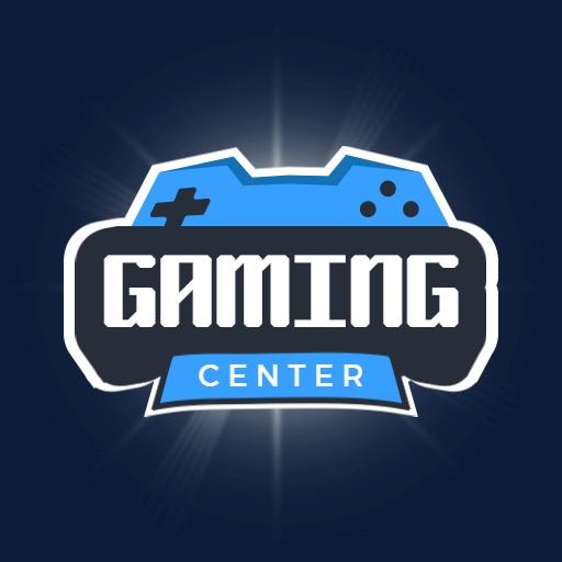 Dynamic Blue Gaming Center with Controller Design Logo Template