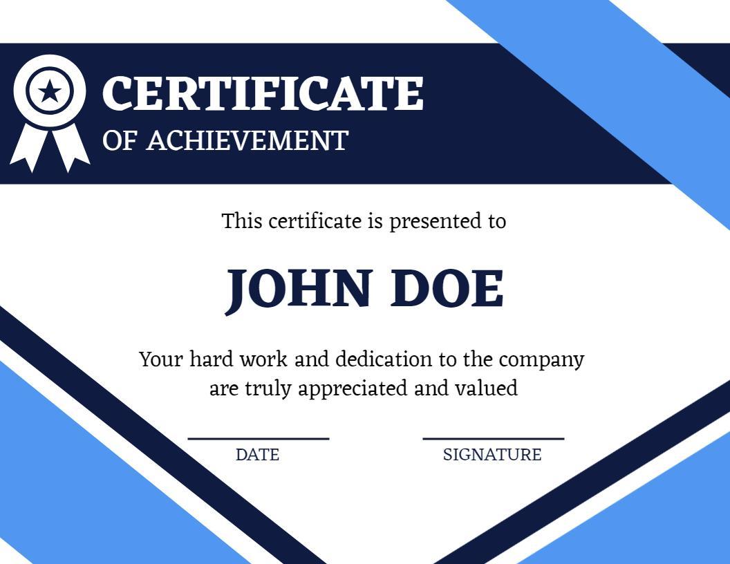 Dynamic Blue Geometric Achievement Award Certificate Template