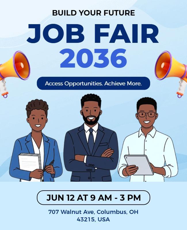 Dynamic Blue Graphic Job Fair Networking Opportunities Poster Template