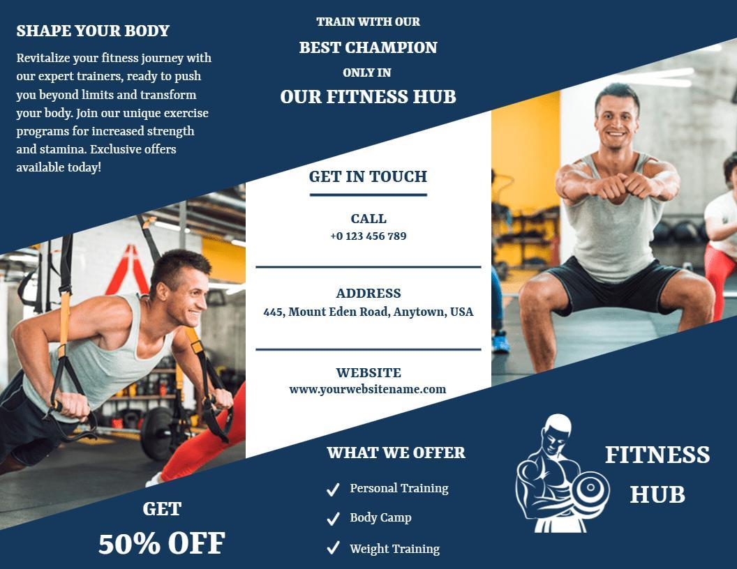 Dynamic Blue Gym Personal Training and Membership Brochure Template