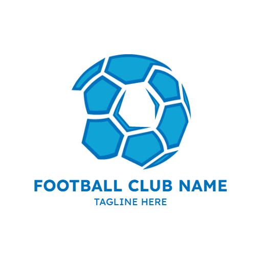 Dynamic Blue Hexagonal Soccer Ball Design for Football Logo Template