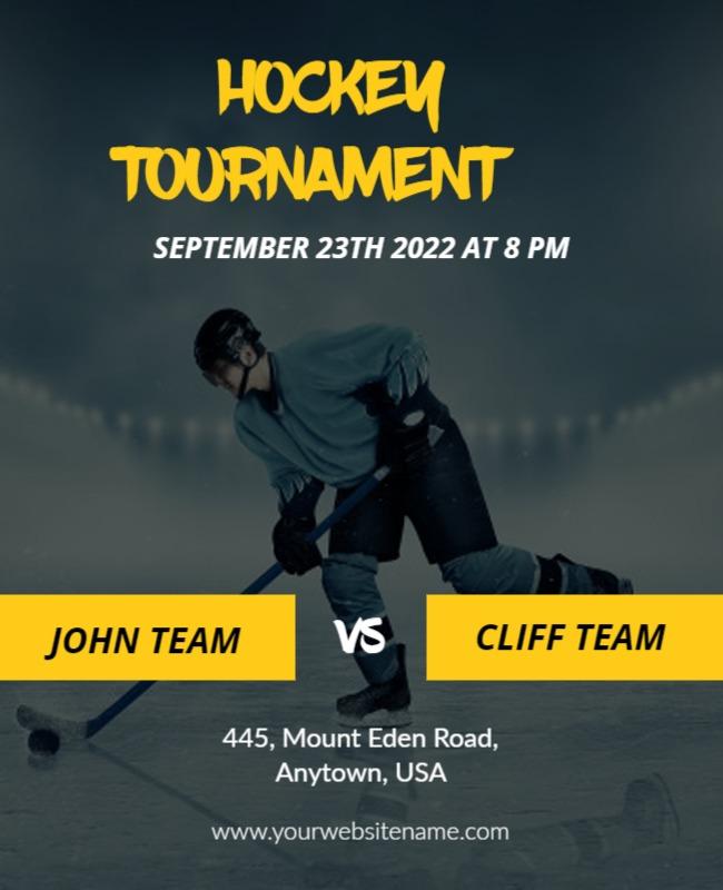 Dynamic Blue Hockey Tournament Matchup Poster Template