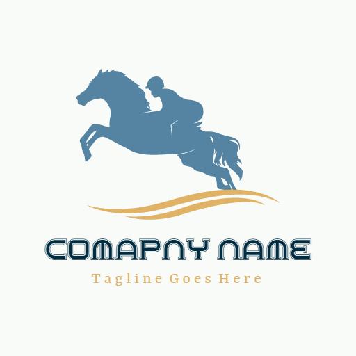 Dynamic Blue Horse in Motion Representing Equestrian Sports Logo Template