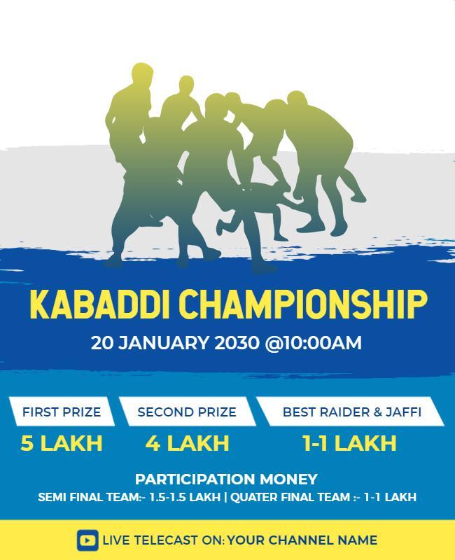 Dynamic Blue Kabaddi Championship Event Poster Template