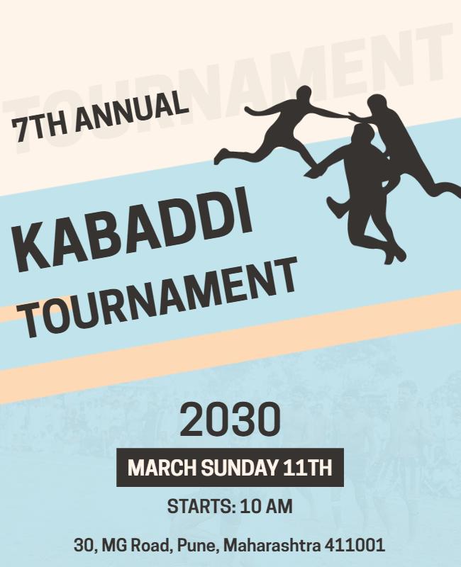 Dynamic Blue Kabaddi Tournament Sports Event Poster Template